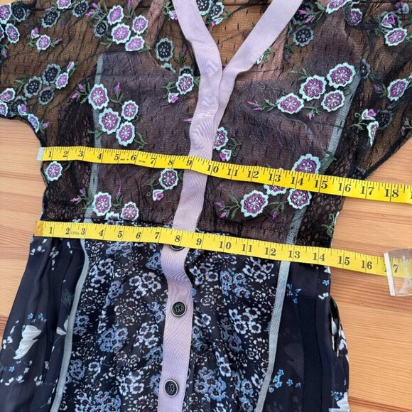 Byron Lars Cassie Floral Mixed Pattern Midi Dress Boho Fairy 6 - Picture 6 of 12